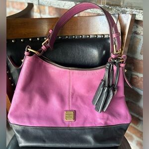Orchid Dooney & Bourke “Sophie” hobo bag in pebble leather.